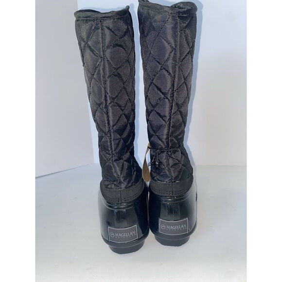 Magellan Quilted Duck Boots Rain Outdoor Faux Fur Black Rubber Zipper Womens 7 - Picture 6 of 14